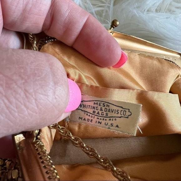 VINTAGE Whiting Davis Gold‎ Mesh Bag Purse - Picture 11 of 11